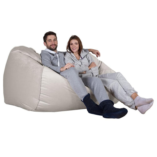 LOUNGE PUG - VELVET - GIANT Bean Bag SOFA - Beanbag SOFA UK - SILVER