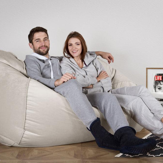 LOUNGE PUG - VELVET - GIANT Bean Bag SOFA - Beanbag SOFA UK - SILVER