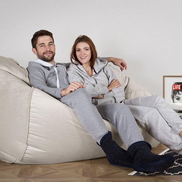 LOUNGE PUG - VELVET - GIANT Bean Bag SOFA - Beanbag SOFA UK - SILVER