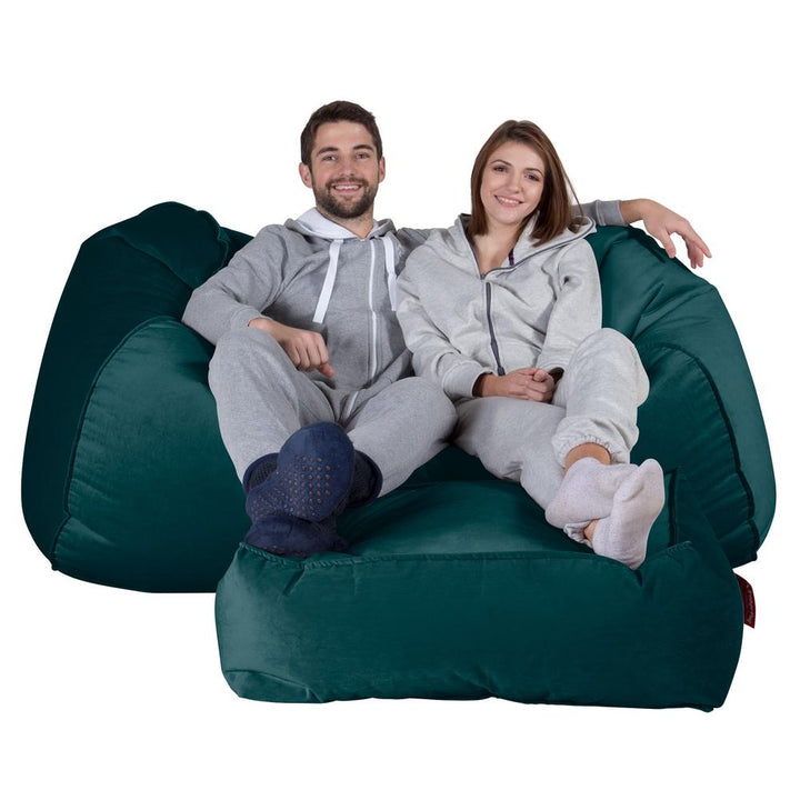 LOUNGE PUG - VELVET - GIANT Bean Bag SOFA - Beanbag SOFA UK - TEAL BLUE