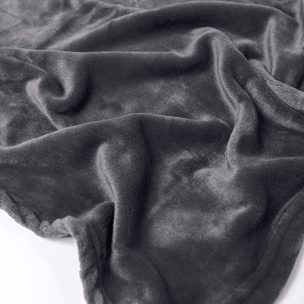 LOUNGE PUG Flannel Fleece Throw, Medium Grey