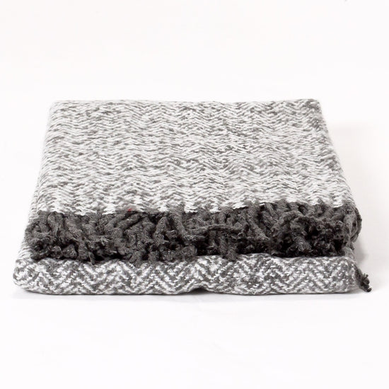 LOUNGE PUG Faux Mohair Throw, Herringbone Grey