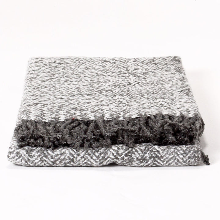 LOUNGE PUG Faux Mohair Throw, Herringbone Grey