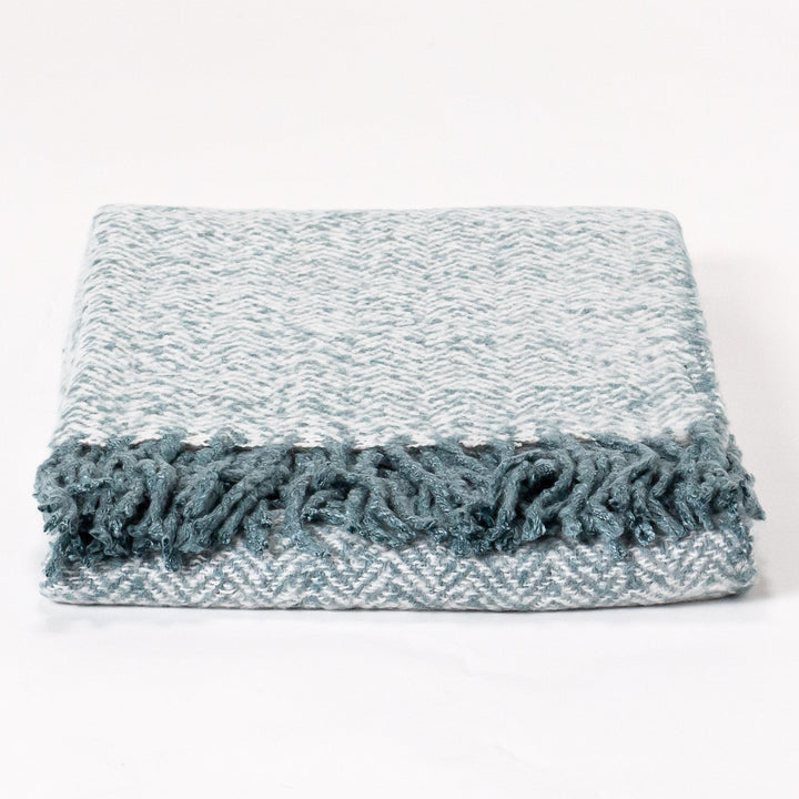 LOUNGE PUG Faux Mohair Throw, Herringbone Ink Blue