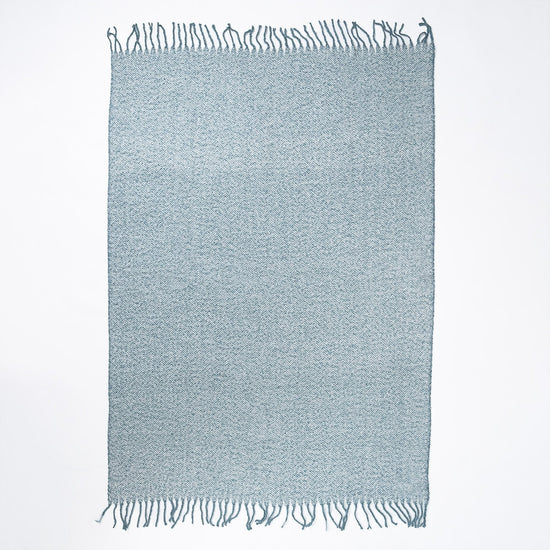 LOUNGE PUG Faux Mohair Throw, Herringbone Ink Blue