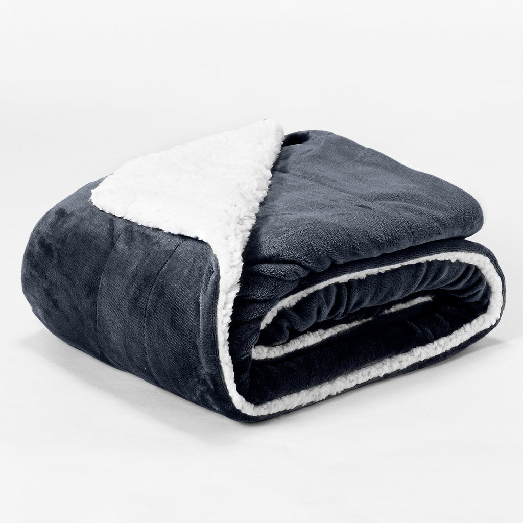 Lounge Pug - Sherpa THROW / BLANKET - 152x177cm - SOFT Flannel Fleece - GREY