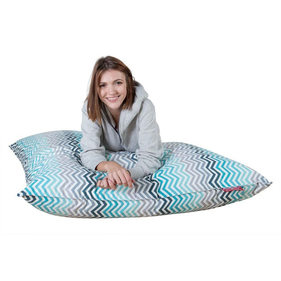 XL Pillow Beanbag - Geo Print Chevron Teal 03