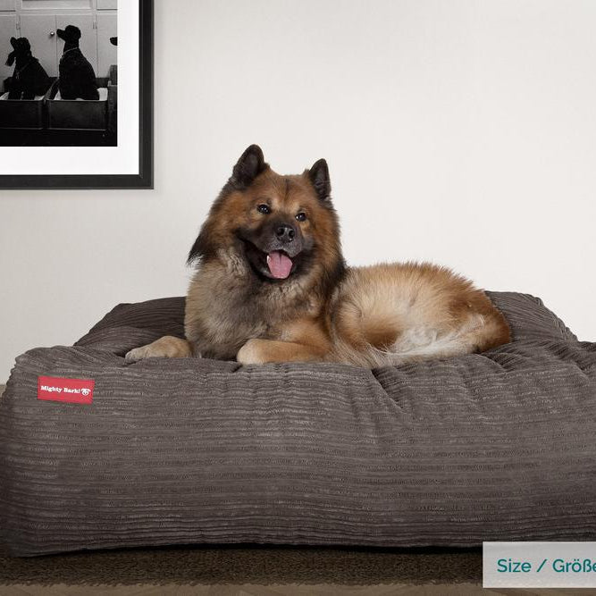 "The Crash Pad By Mighty-Bark" - XXL Large Memory Foam Dog Bed - Cord Graphite