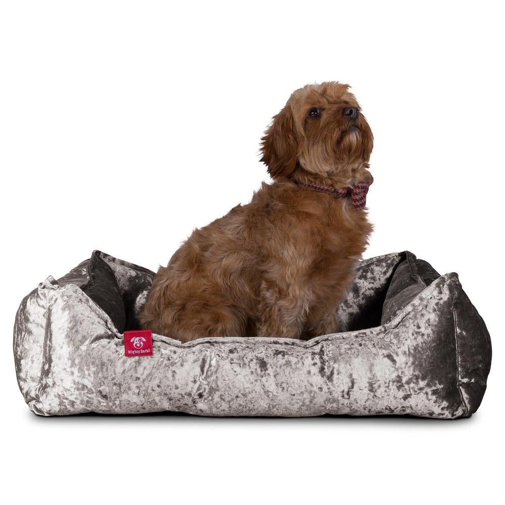 "The Nest By Mighty-Bark" - Orthopedic Memory Foam Dog Bed Basket For Pets, Small, Medium, Large - Glitz Silver