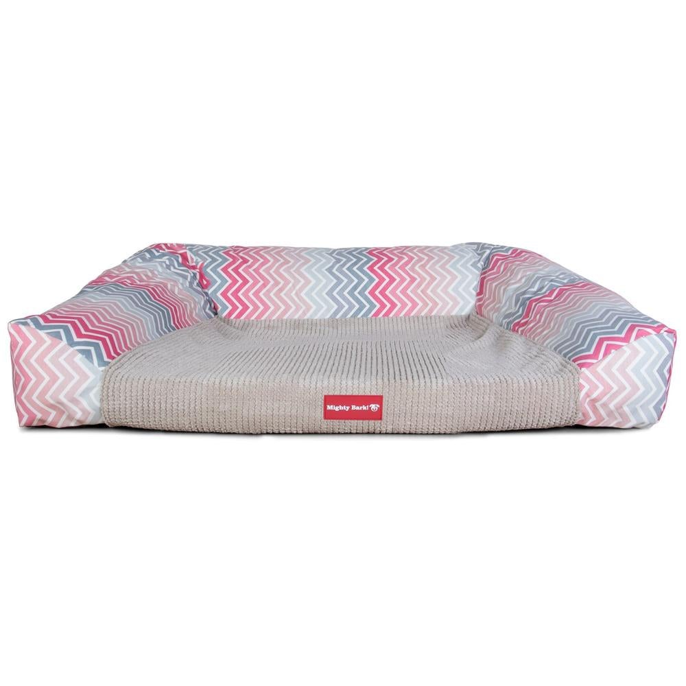 "The Sofa By Mighty-Bark" - Orthopedic Memory Foam Sofa Dog Bed, Large, Medium, XXL - Geo Print Pink