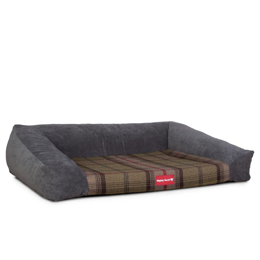 "The Sofa By Mighty-Bark" - Orthopedic Memory Foam Sofa Dog Bed, Large, Medium, XXL - Tartan Hunter