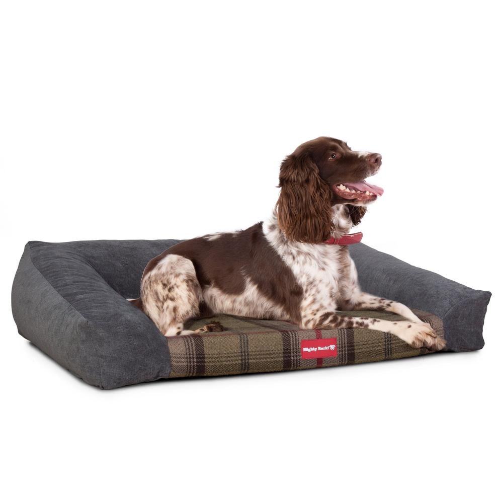 "The Sofa By Mighty-Bark" - Orthopedic Memory Foam Sofa Dog Bed, Large, Medium, XXL - Tartan Hunter