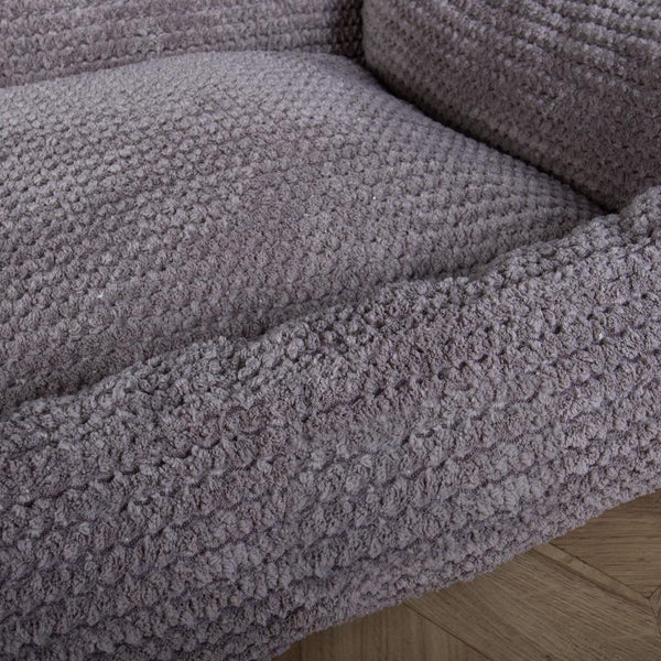 The Crash Pad Memory Foam Dog Bed - Pom Pom Charcoal Grey Fabric Close-up Image