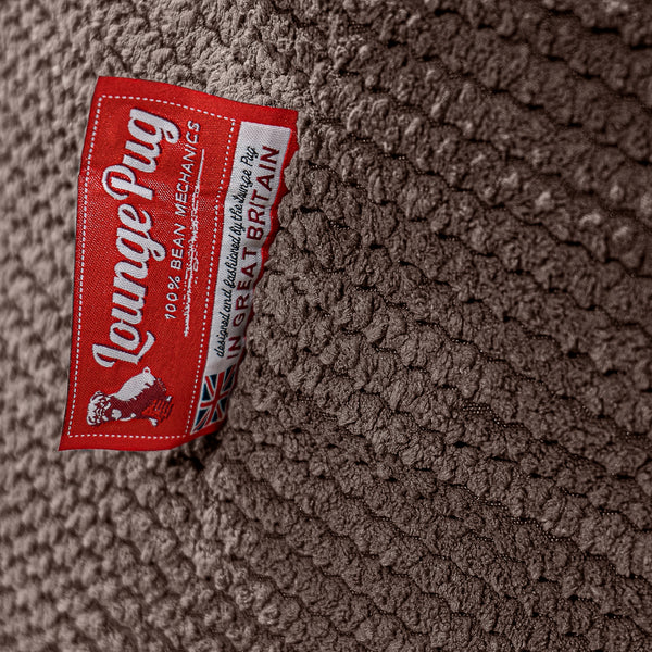 Ultra Lux Gaming Bean Bag Chair - Pom Pom Chocolate Brown Fabric Close-up Image