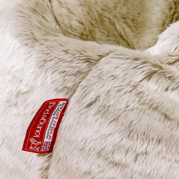 Large Round Pouffe - Fluffy Faux Fur Rabbit Golden Brown Fabric Close-up Image