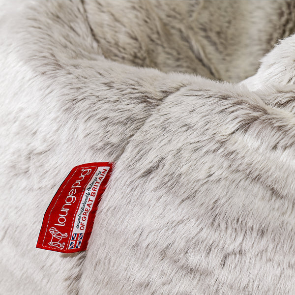 Highback Bean Bag Chair - Fluffy Faux Fur Rabbit Light Grey Fabric Close-up Image