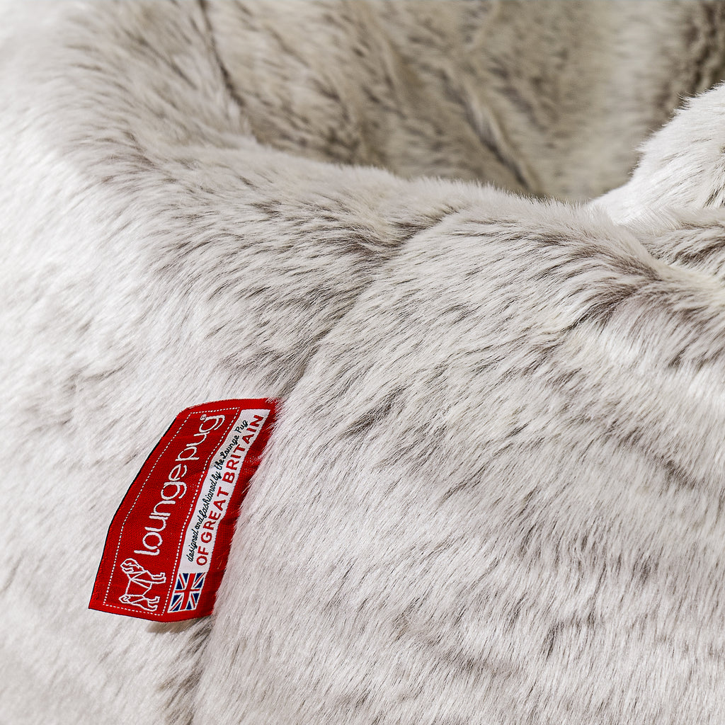 Mega Mammoth Bean Bag Sofa - Faux Rabbit Fur Light Grey 05