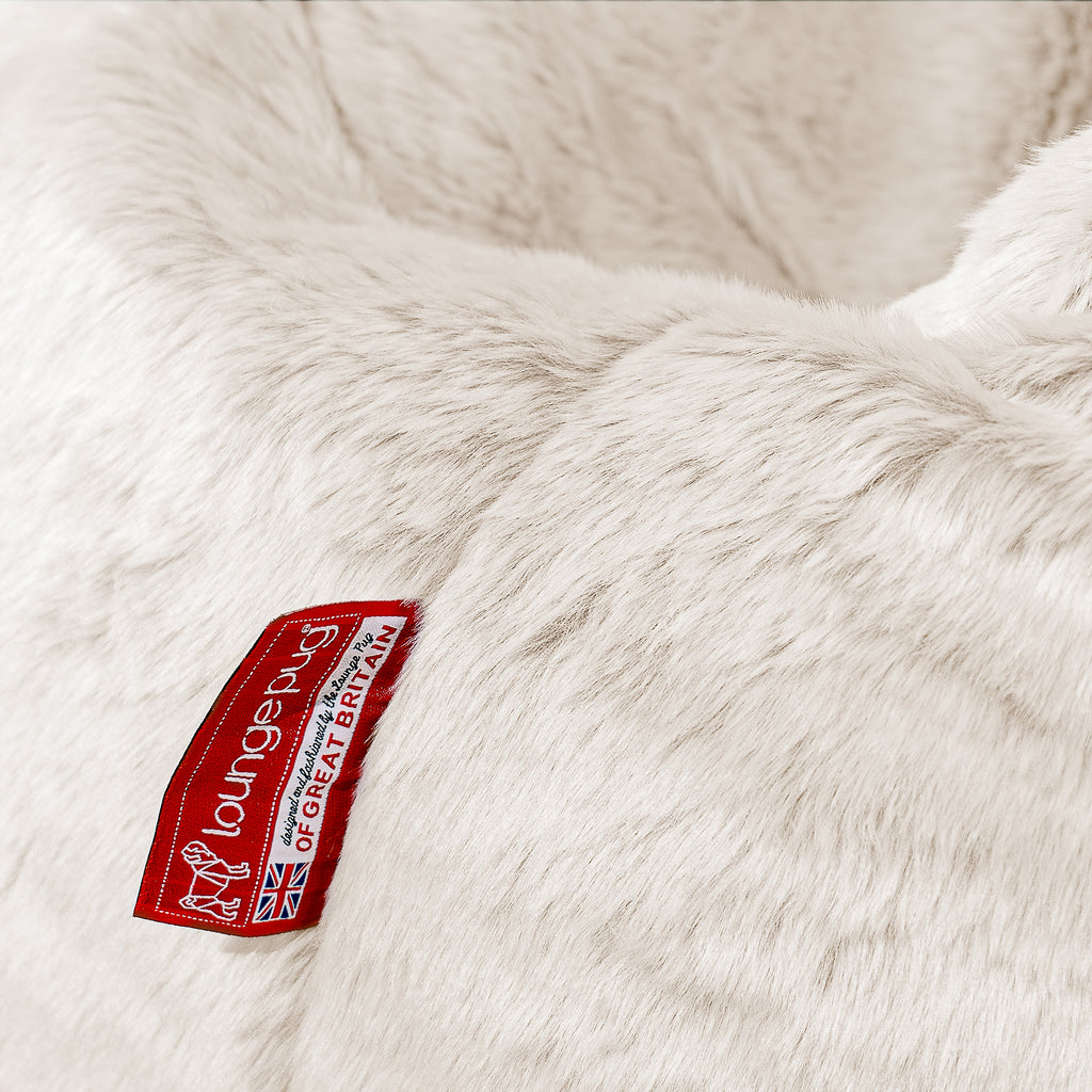 Mega Mammoth Bean Bag Sofa - Faux Rabbit Fur White 05