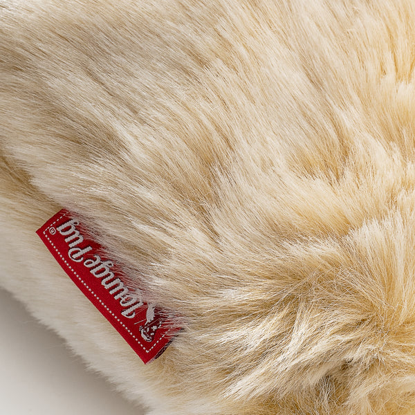 Large Footstool - Faux Fur Sheepskin White Fabric Close-up Image