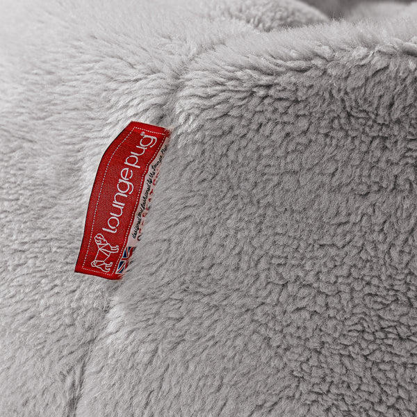 Classic Bean Bag Chair - Teddy Faux Fur Medium Grey Fabric Close-up Image