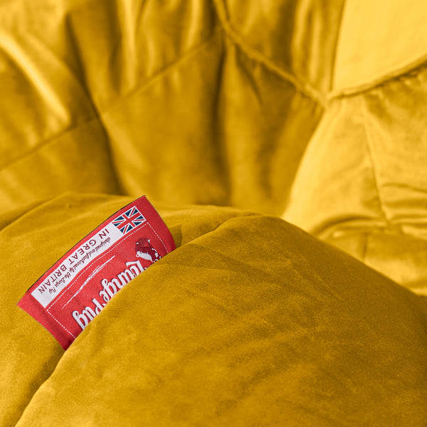 Small Footstool - Velvet Mustard Fabric Close-up Image