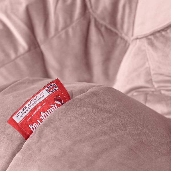 Lounger Beanbag - Velvet Rose Pink Fabric Close-up Image