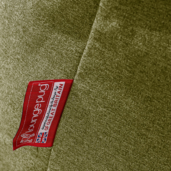 Small Footstool - Interalli Wool Lime Green Fabric Close-up Image