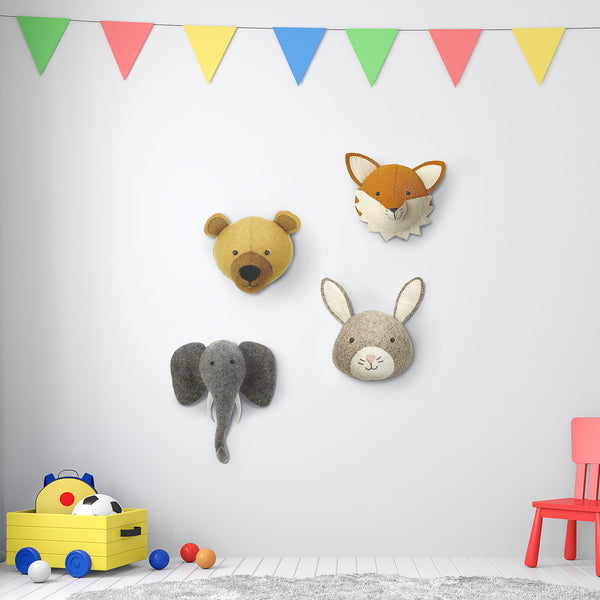Mini Bear Cub Head Wall Mount Fabric Close-up Image