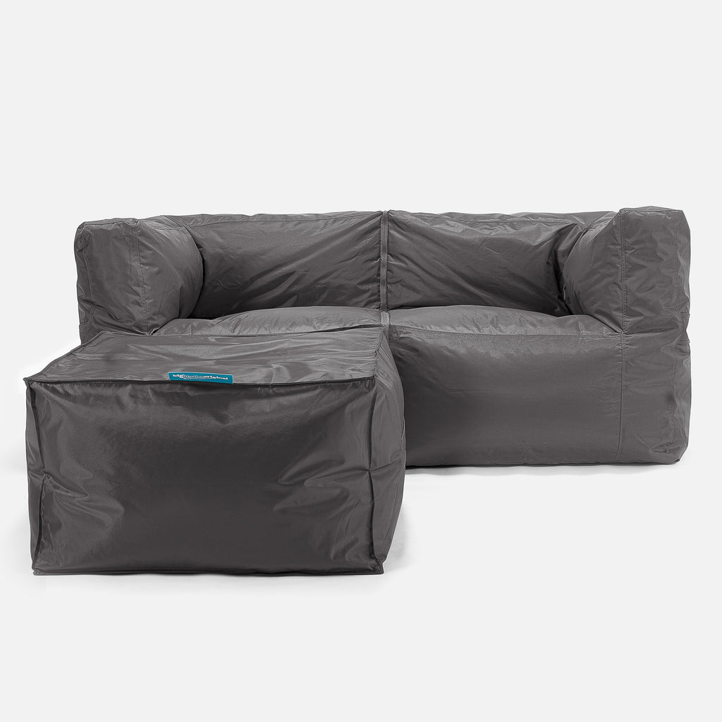 2 Seater Modular Sofa Outdoor Bean Bag - SmartCanvas™ Graphite Grey 02