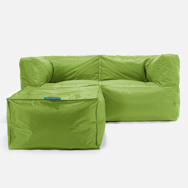 2 Seater Modular Sofa Outdoor Bean Bag - SmartCanvas™ Lime Green 02