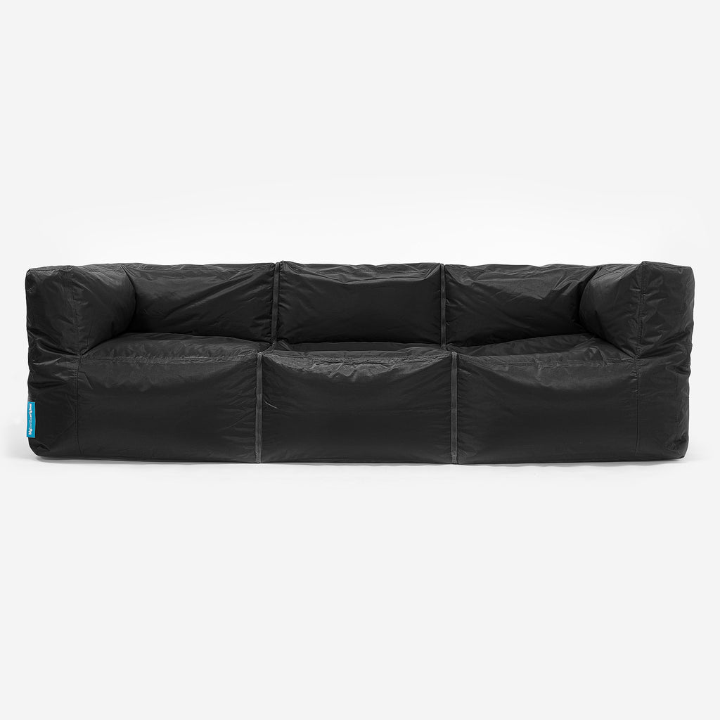 3 Seater Modular Sofa Outdoor Bean Bag - SmartCanvas™ Black 01