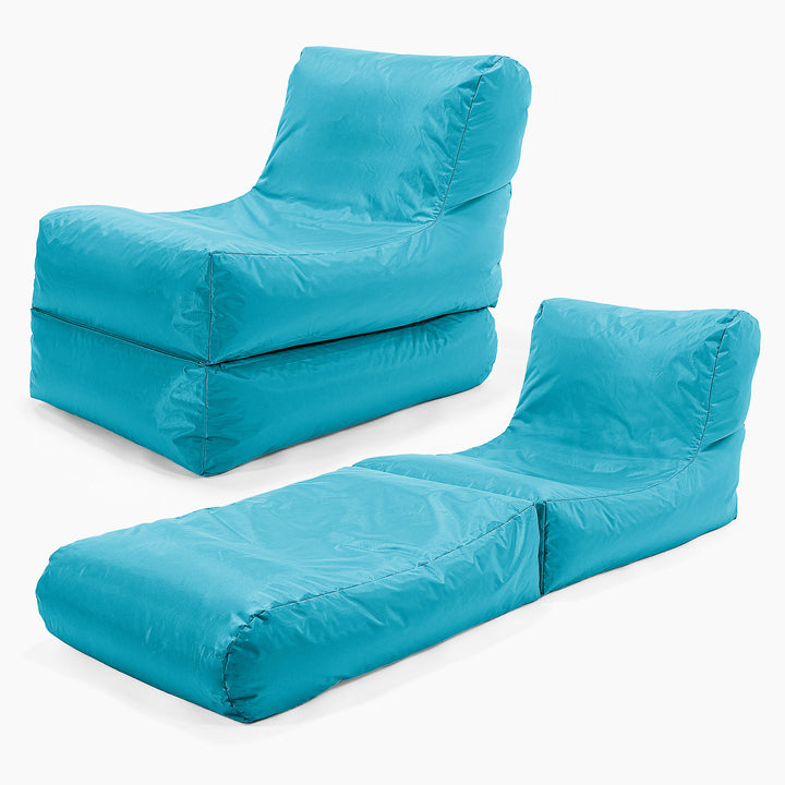 2 in 1 Garden Sun Lounger Bean Bag - SmartCanvas™ Aqua Blue 01