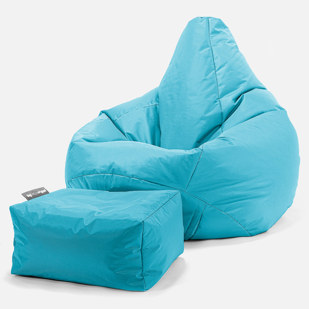 Outdoor Highback Bean Bag Chair - SmartCanvas™ Aqua Blue 01