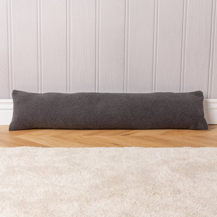 Draught Excluder Cushion - Teddy Fleece Charcoal Grey 02