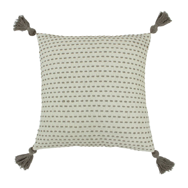 Cotton Embroidered Tassel Scatter Cushion Cover 47 x 47cm - Grey 01