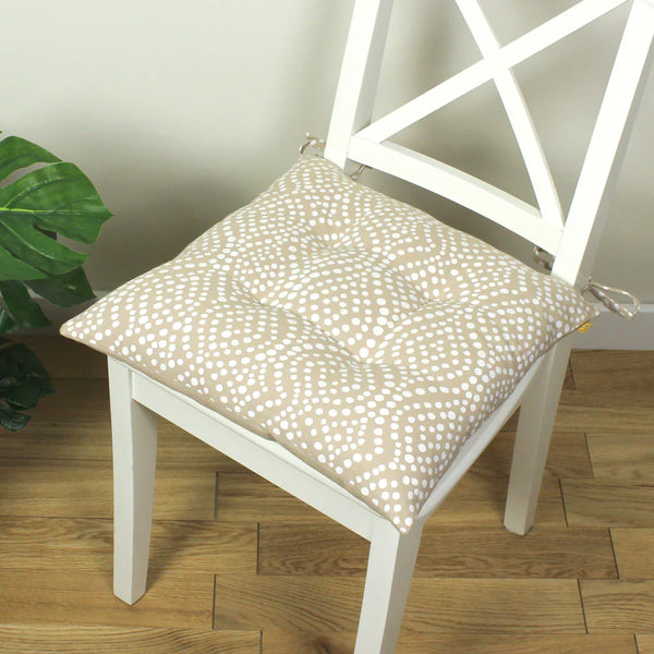 Twin Pack of Seat Pads 43 x 43cm - Geometric Print Fabric Close-up Image