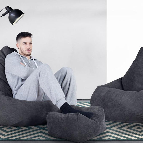 LOUNGE PUG - Bean Bag Chairs - HIGHBACK Gaming Chair Beanbag UK - BRISTOL FLOCK - GRAPHITE GREY