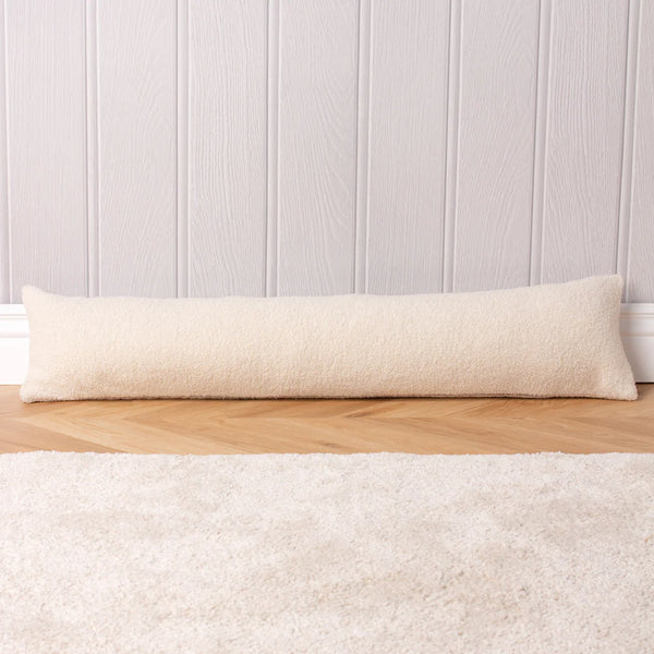 Draught Excluder Cushion - Teddy Fleece Ivory Fabric Close-up Image