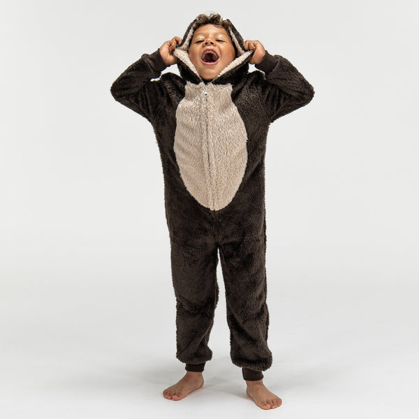 Children's Bear Animal Fleece Onesie Fabric Close-up Image