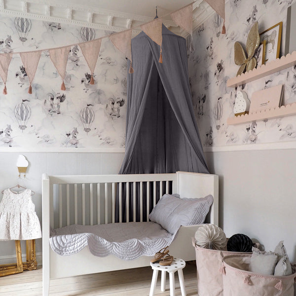 Children's Dark Grey Canopy Fabric Close-up Image