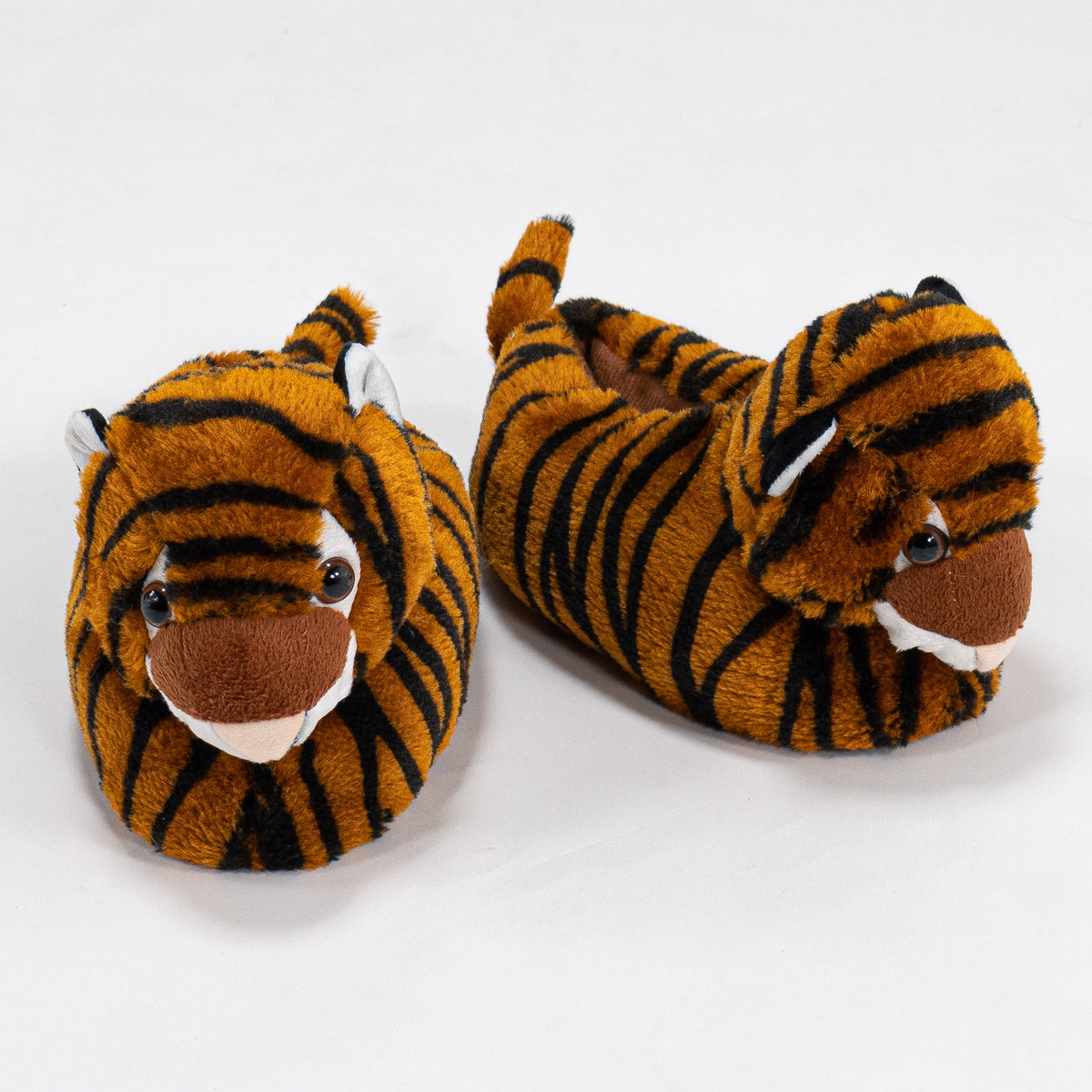 Kids Fluffy Tiger Novelty Slippers Size 9 3 Orange Black Big