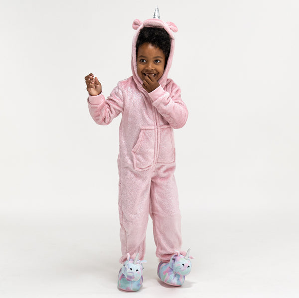 Children's Unicorn Animal Fleece Onesie Fabric Close-up Image