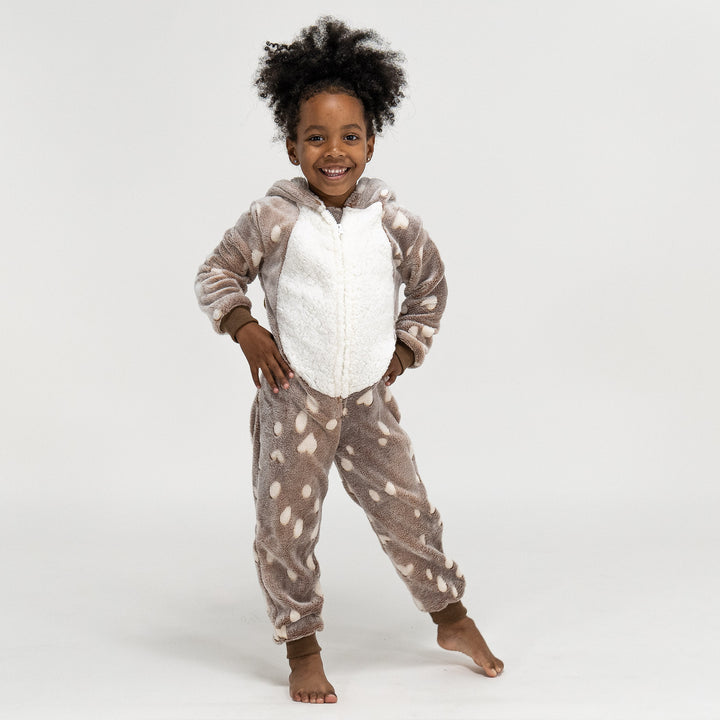 Children's Reindeer Printed Fleece Onesie 01