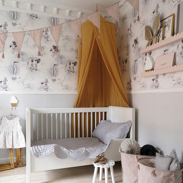 Children's Mustard Canopy Fabric Close-up Image
