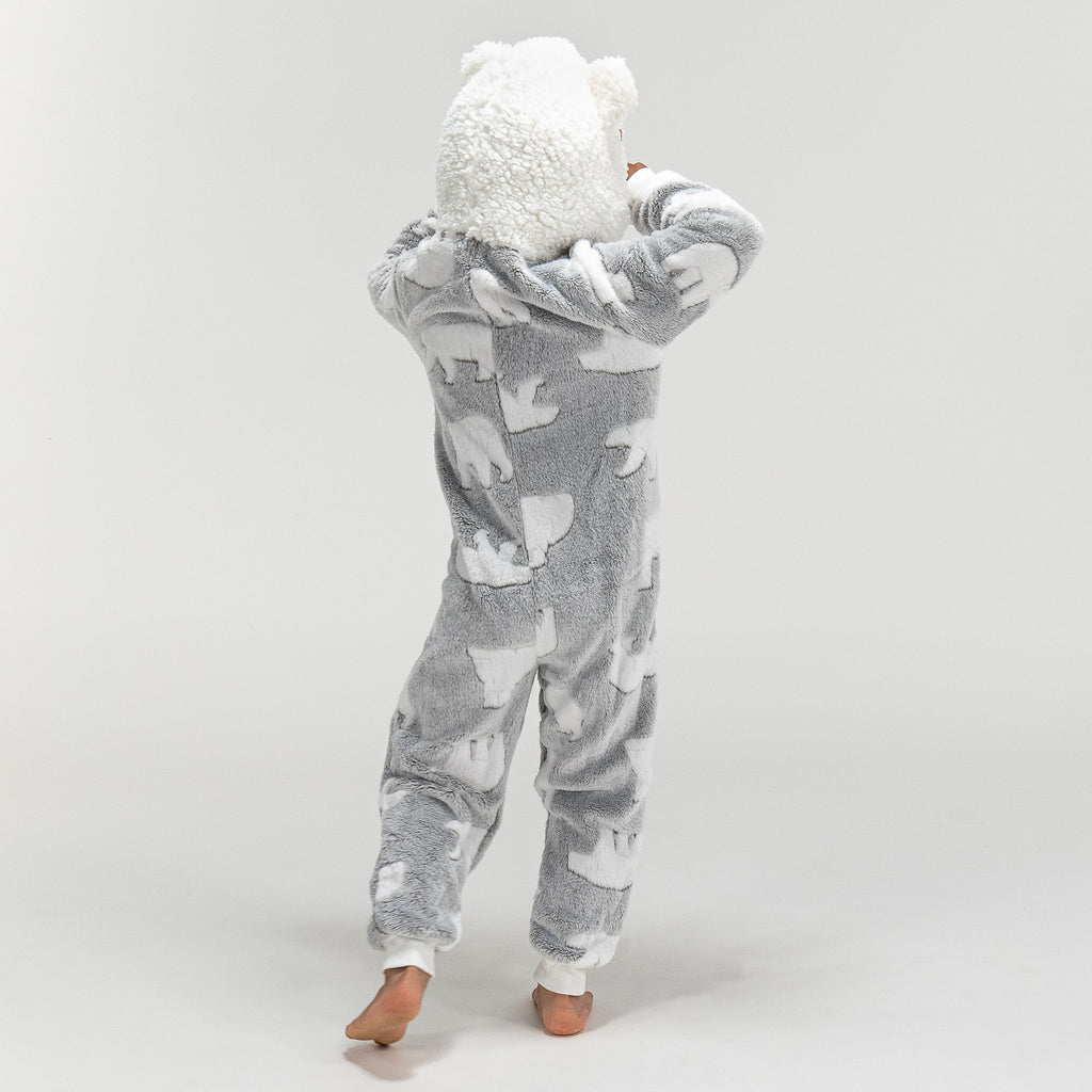 Children's Polar Bear Printed Fleece Onesie 05