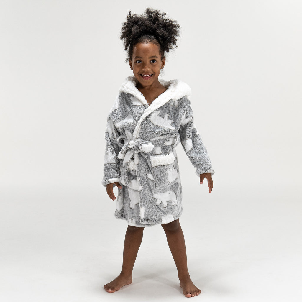 Children's Polar Bear Printed Fleece Robe 02