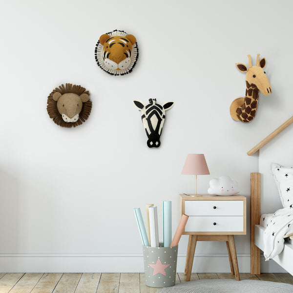 Mini Lion Head Wall Mount Fabric Close-up Image