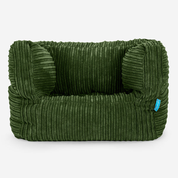 Albert Children's Bean Bag Armchair for Toddlers 1-3 yr - Cord Forest Green 01