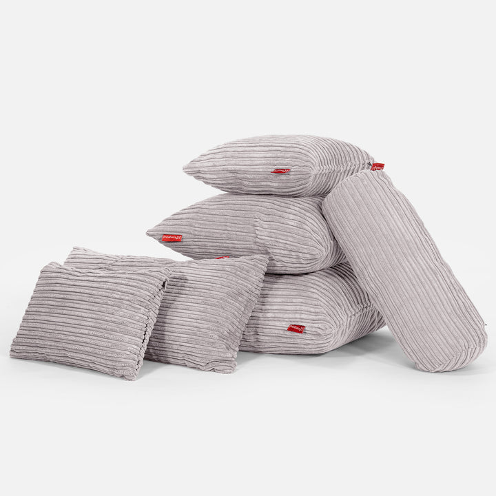 Bolster Scatter Cushion 20 x 55cm - Cord Aluminium Silver 04