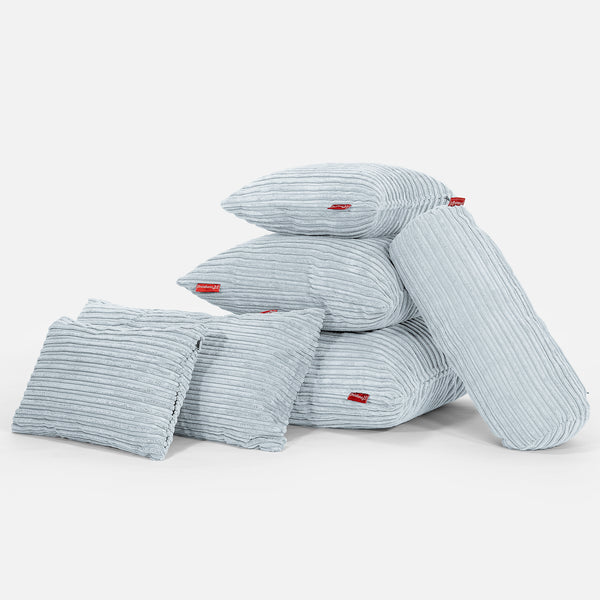Bolster Scatter Cushion Cover 20 x 55cm - Cord Baby Blue Fabric Close-up Image